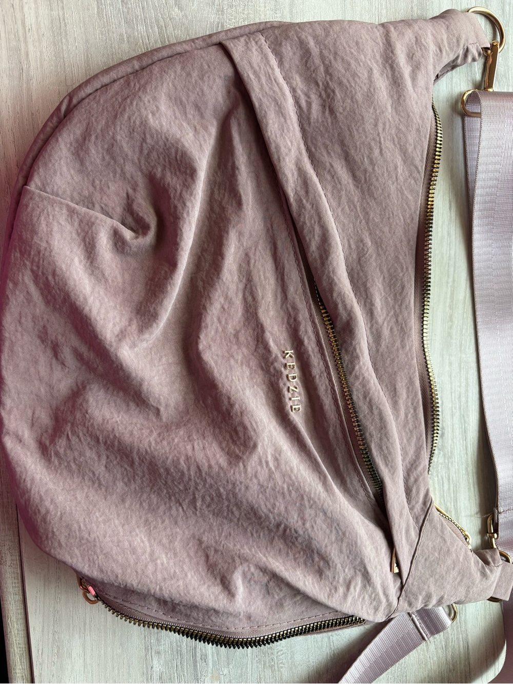 Kedzie Atlas Crossbody Bag Muave Pink Color